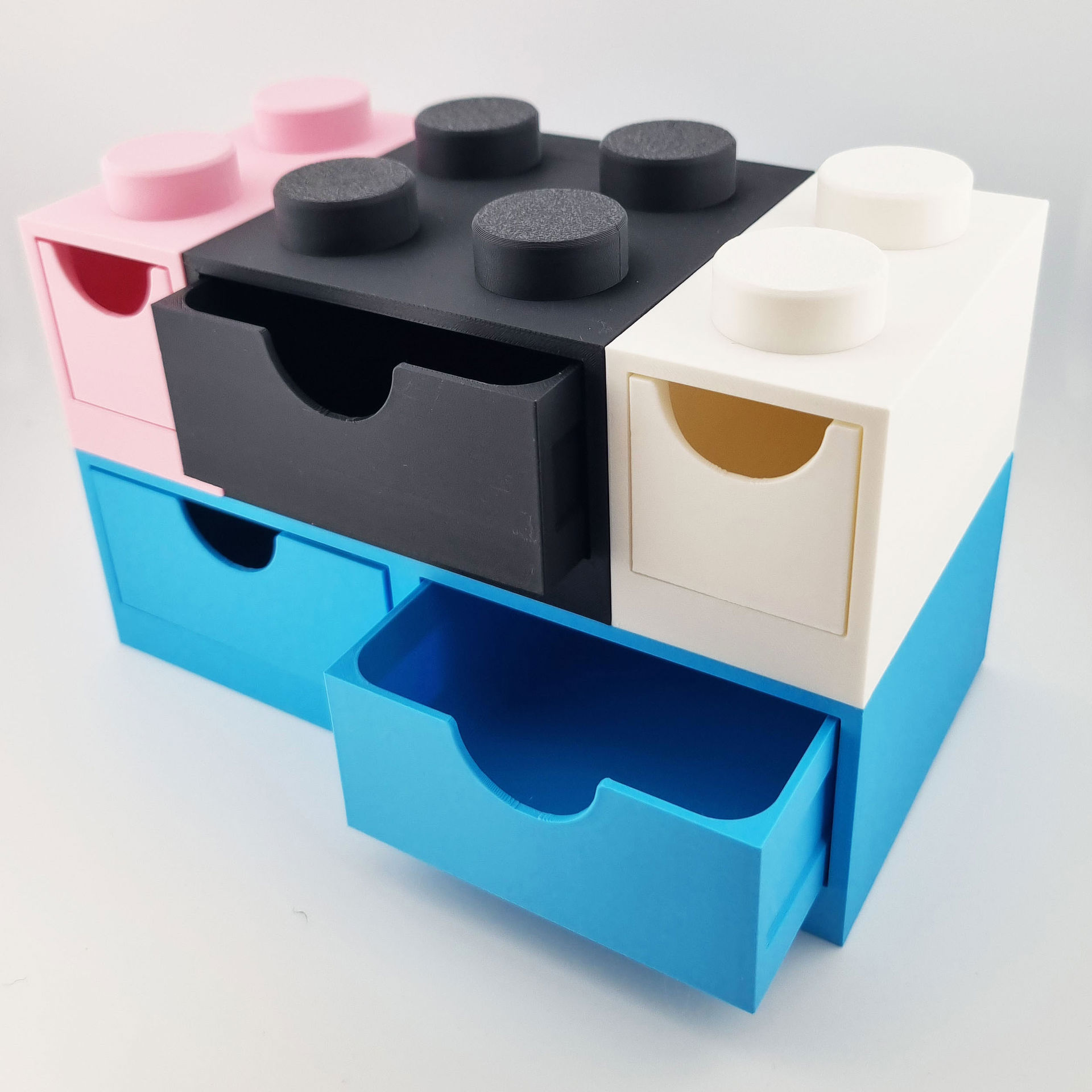 Modulær mini opbevaringsskuffe i byggeklods design